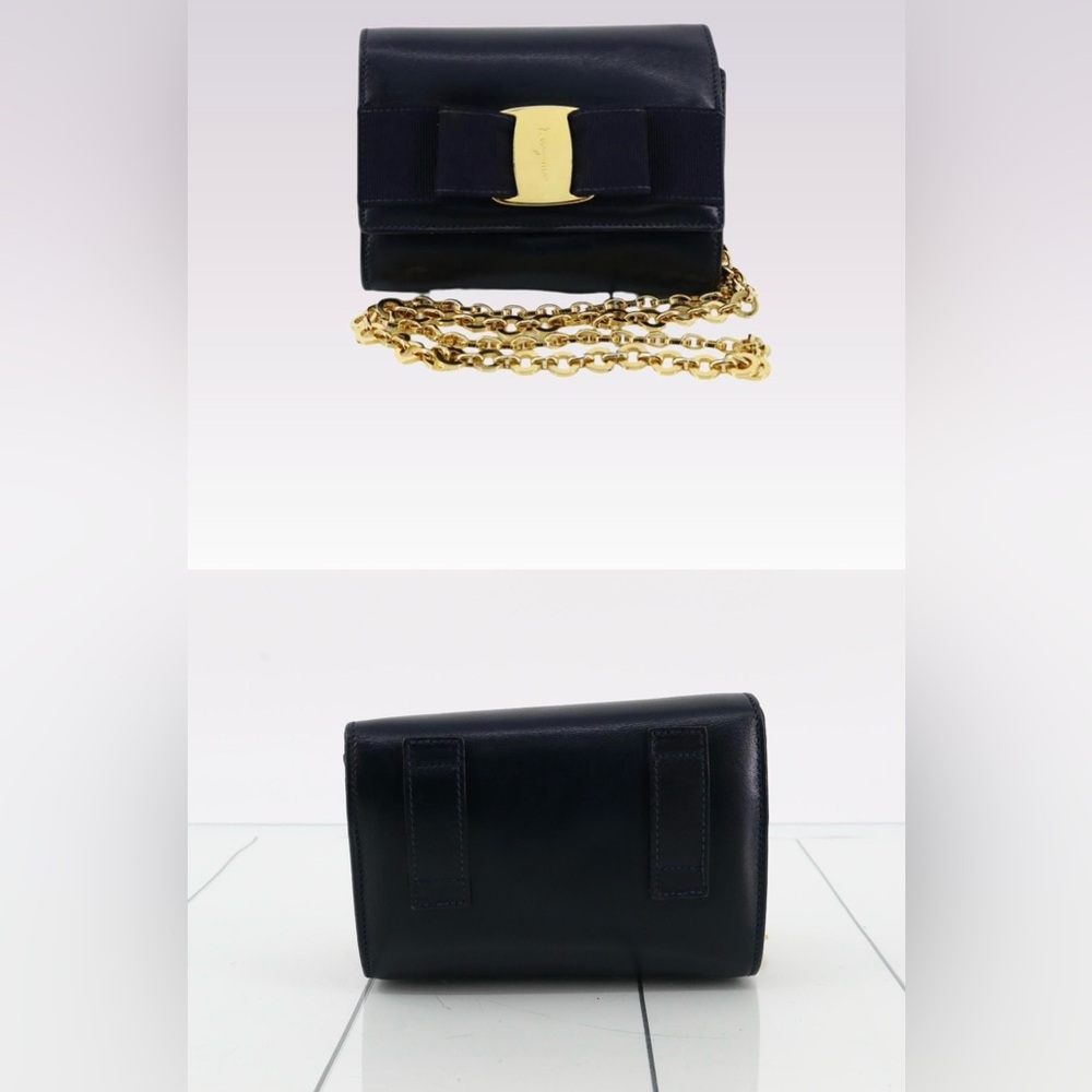 Salvatore Ferragamo Blue and Gold Mini bag with Chain Strap - Picture 7 of 9